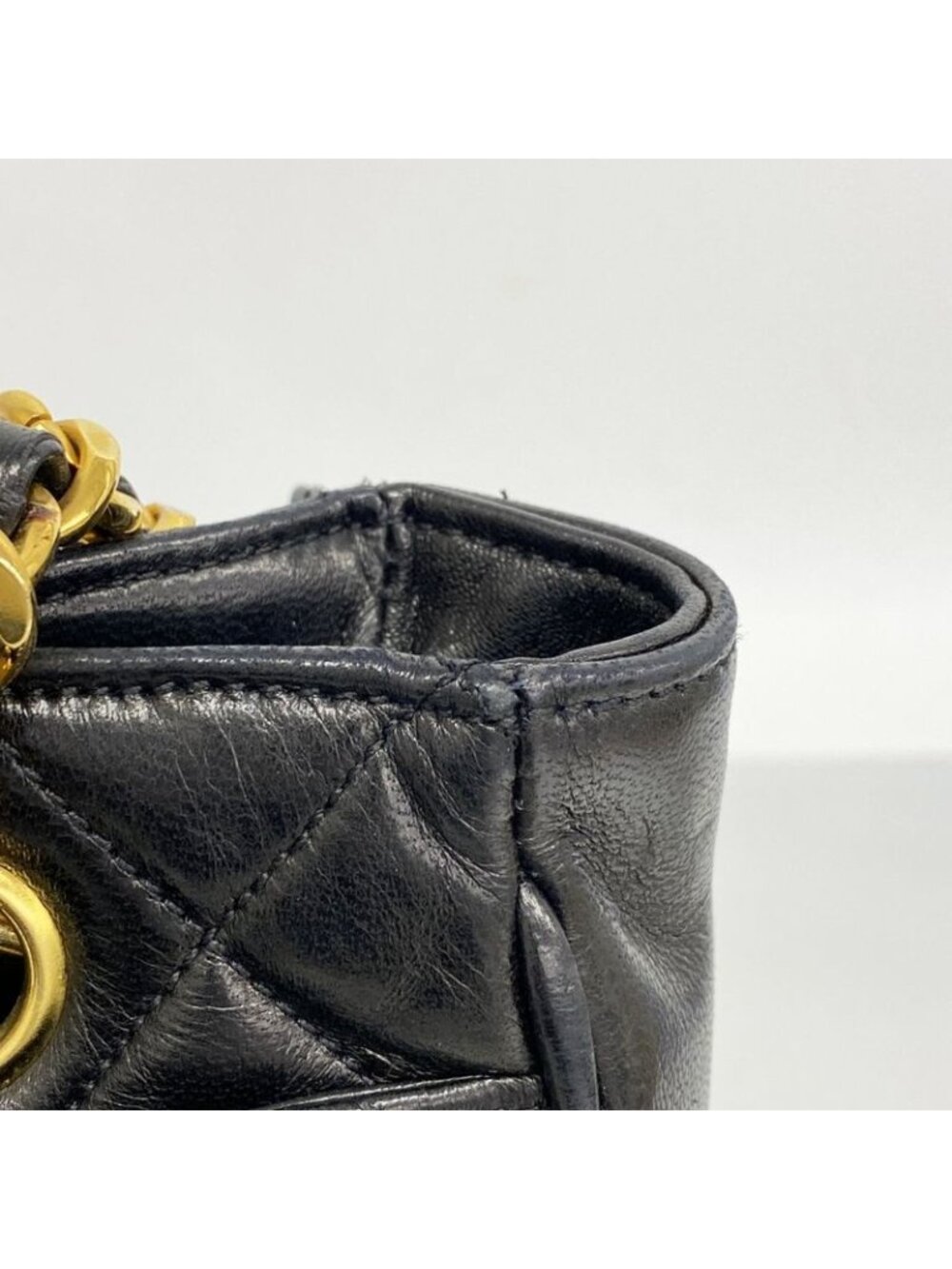 Chanel Chain Quilted Lambskin Black Gold Tote - Picture 7 of 10